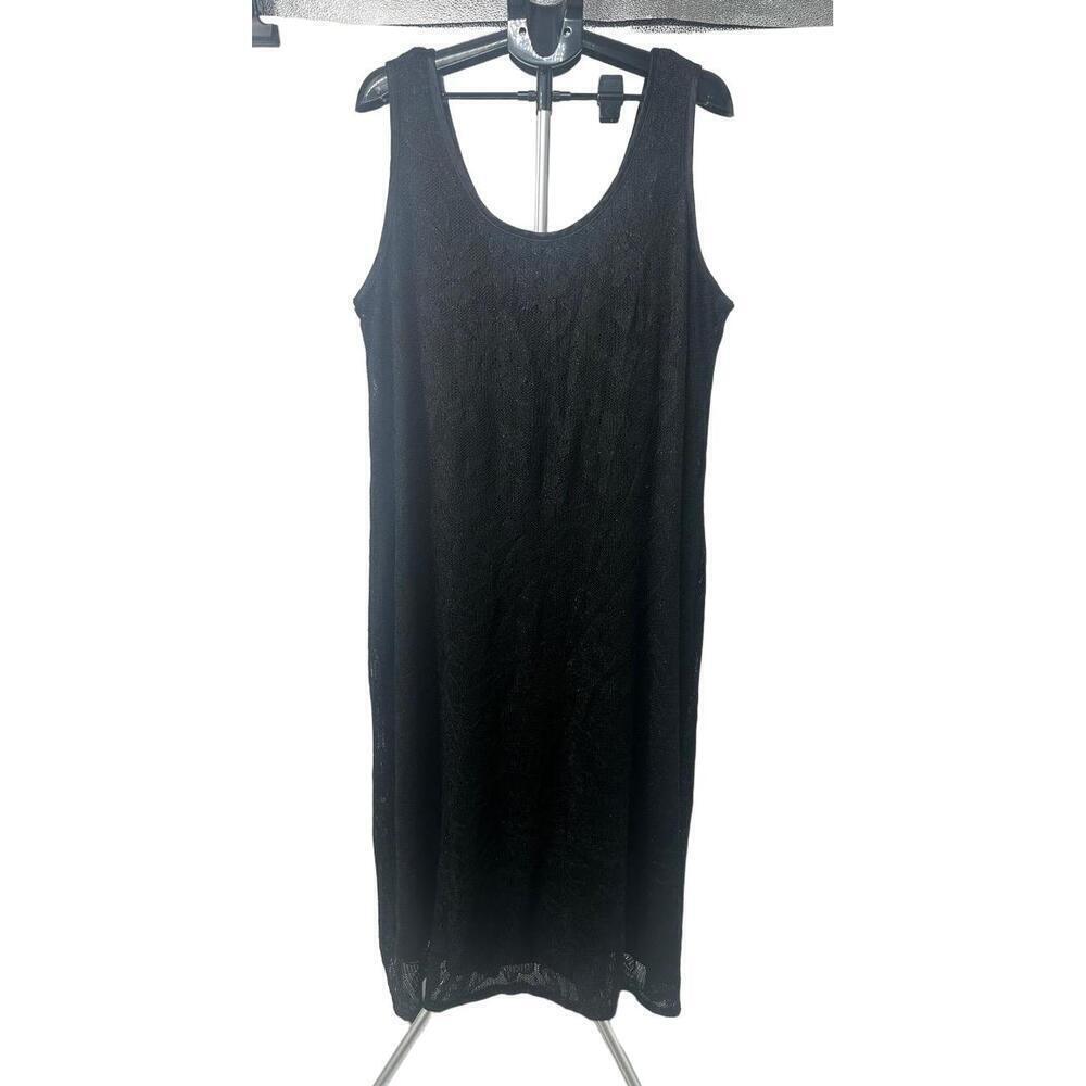 Working Classics Black Knit Shiny Lined Sleeveless Y2K‎ Vintage Dress Size 22/24